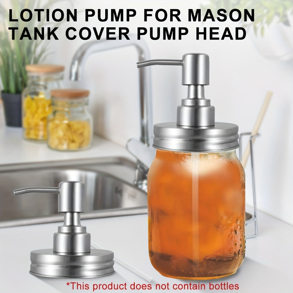 Mason Jar Soap Dispenser Pump Lids 4 Pack – 304 Stainless Steel Regular Mouth Mason Jar Pump Replacement, Leakproof Gasket, 3.9" Cuttable Tube, for Kitchen Bathroom Lotion Hand Soap Dish Soap