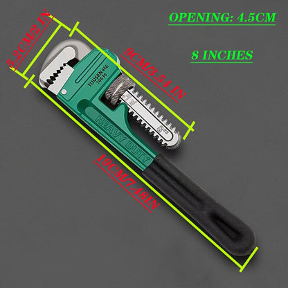 Pipe Wrench Professional Heavy Duty - 8", 12" & 18" CR-V Alloy Steel Plumbing Wrench, Non-Slip Ergonomic Handle, 1500 lbs Torque, Fits 1/2"-4" Pipes, for Plumbing, Automotive & Industrial Use