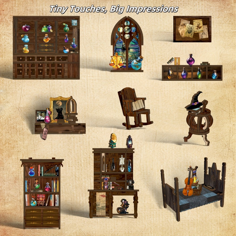 Book Nook Kit Magic House DIY Miniature Dollhouse Bookshelf Insert with LED Light – 3D Craft Kit for Adults & Teens, Unique Birthday Christmas Gift for Women Girls Book Lovers