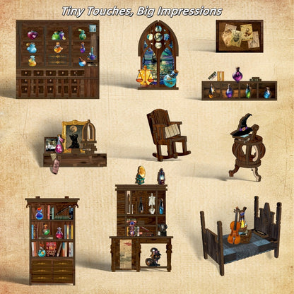 Book Nook Kit Magic House DIY Miniature Dollhouse Bookshelf Insert with LED Light – 3D Craft Kit for Adults & Teens, Unique Birthday Christmas Gift for Women Girls Book Lovers