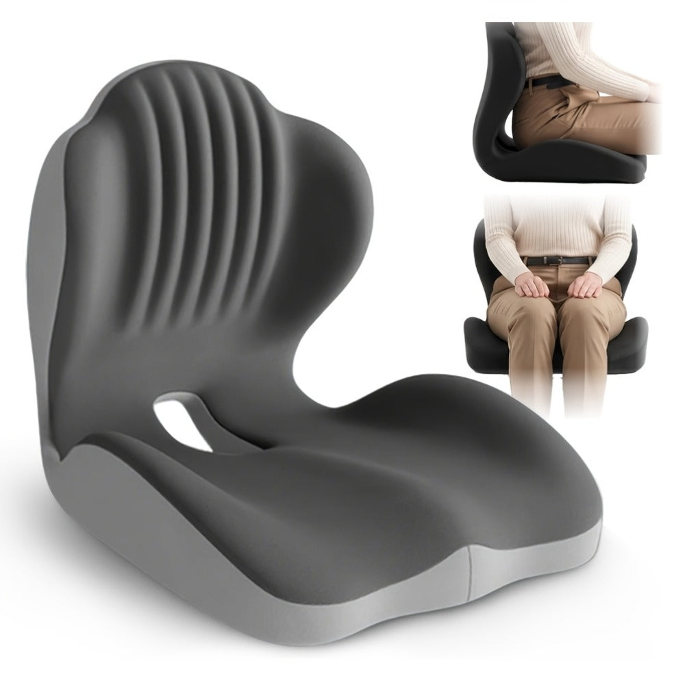 Memory Foam Seat Cushion Ergonomic with Back Support & Breathable Hollow Design – Comfortable Chair Pad for Office, Car Seat & Long Sitting, Unisex Gift