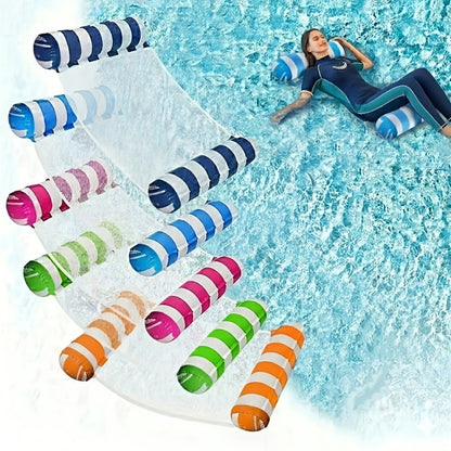 Inflatable Pool Float Lounger Set for Adults – 4-in-1 Striped Hammock Raft Bed & Saddle, 5-Pack or 8-Pack Colorful Floating Lounge for Pool Lake Beach Party