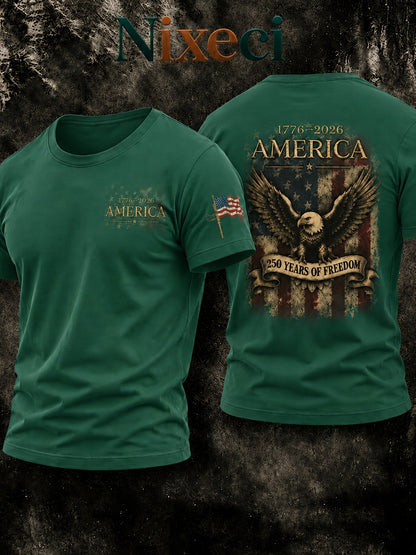 Men's Patriotic T-Shirt - Crew Neck Short Sleeve Everyday Style 086373