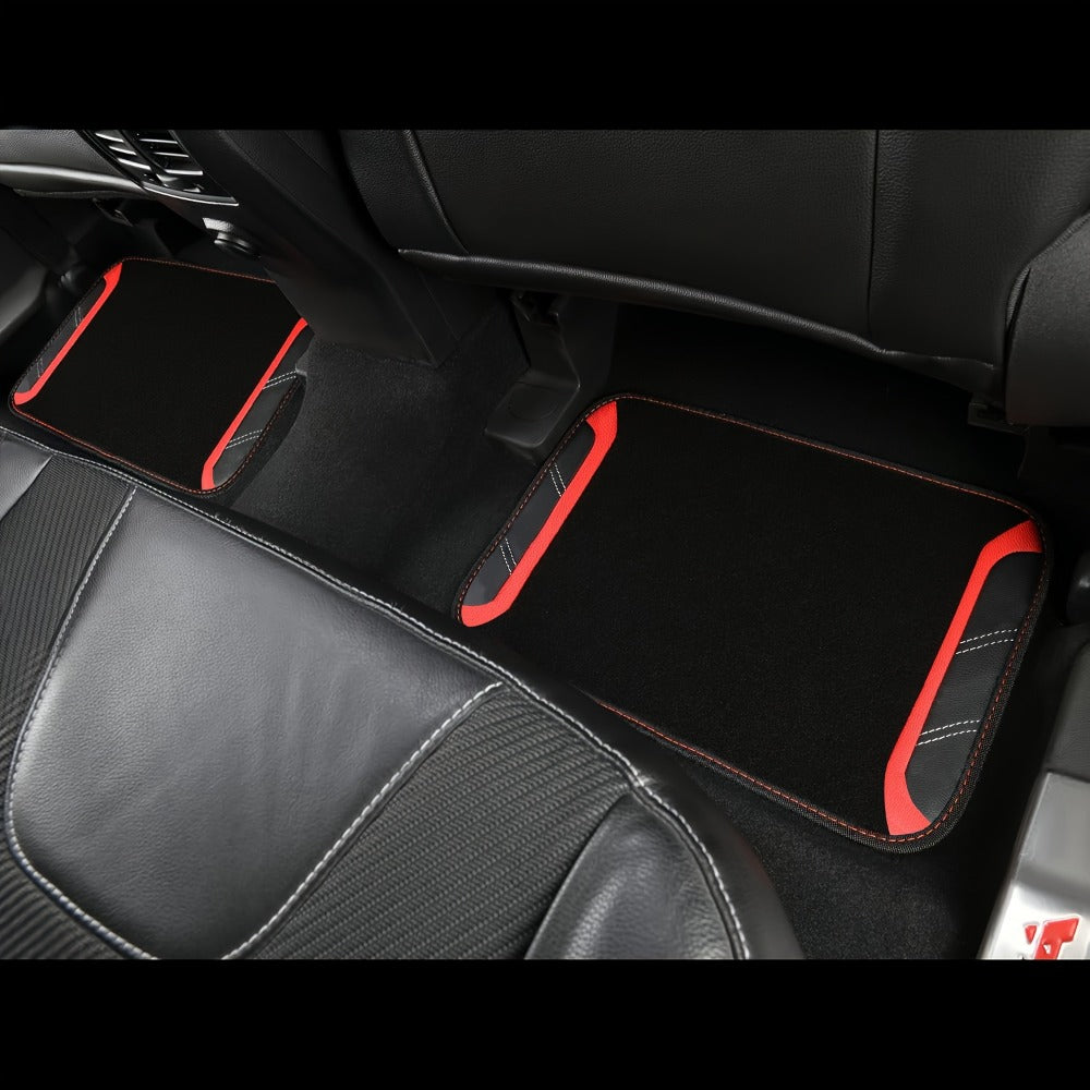 Steering Wheel Cover & Waterproof Car Floor Mats Combo Set – Microfiber Anti-Slip Universal Fit 14.5-15 Inch for 95% Sedan SUV Cars – Sporty Comfortable Design (Black & Blue / Beige / Red / Pink / Gray)