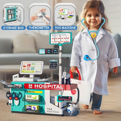 Doctor Play Set for Kids 49 PCS – Role Play Medical Station & Cashier Toy Kit for Boys Girls | Pretend Doctor Nurse Cashier | Parent-Child Interactive Learning Toy | Best Birthday Christmas Gift Ages 3+
