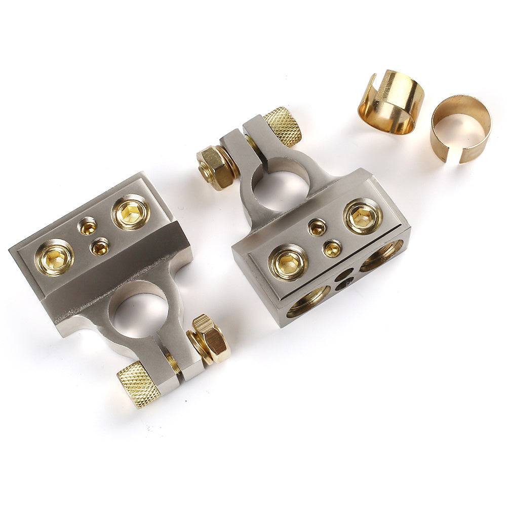1 Pair Dual 1/0 4 8 10 Gauge Positive & Negative Battery Terminal Connectors with Spacer Shims for Auto Car Marine Boat