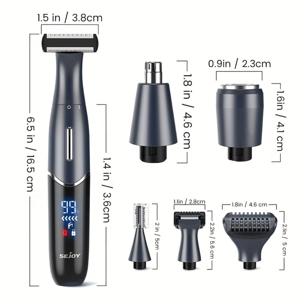 Bikini Trimmer Electric Razor for Women & Men 6-in-1 Hair Remover Kit Face Eyebrow Nose Arms Legs Pubic Wet Dry Painless Shaver Grooming Set
