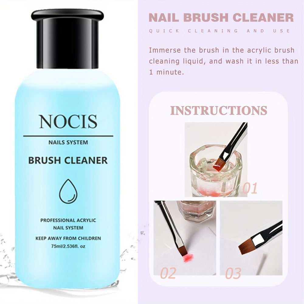 Acrylic Nail Kit Professional Complete Set with Clear Pinkish Nude Powder Non-Yellowing Liquid Monomer Nail Brush & Cleaner - Salon Quality DIY Home Manicure Nail Extension Tools