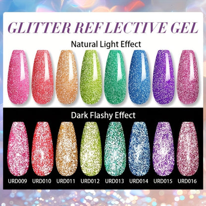 Reflective Glitter Gel Nail Polish UR SUGAR 15ml Fluorescent Neon Shimmer UV LED Soak Off Semi Permanent Nail Art Varnish Manicure Set