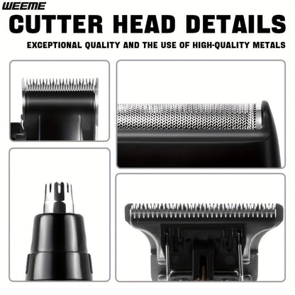 Mens Grooming Kit with Nose Hair Trimmer Electric Shaver WEEME 826 USB Rechargeable LCD Display - Complete Shaving Trimming Set Gift for Dad Brother Son Birthday Holiday