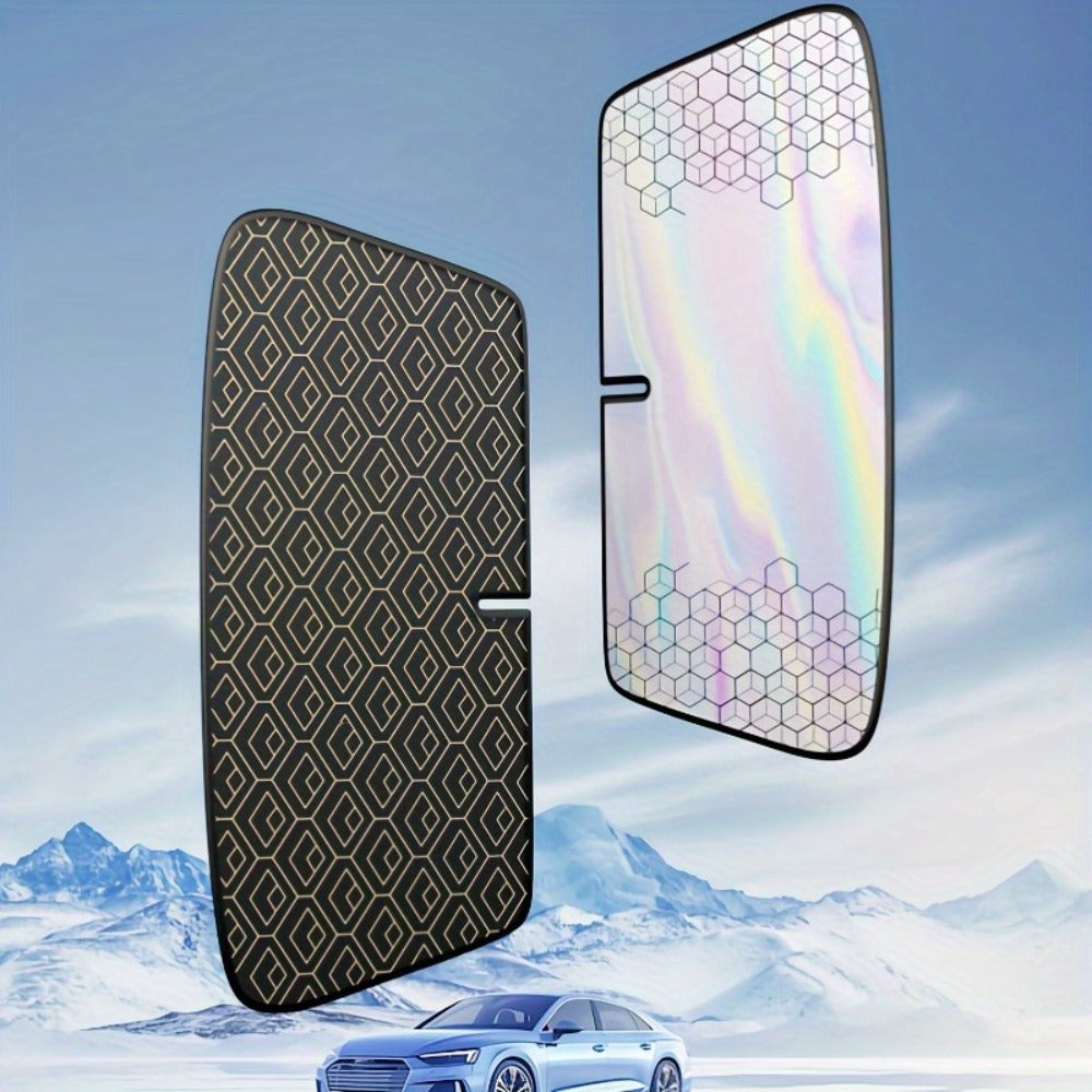 Laser Insulation Windshield Sunshade 5-Layer Thickened Front Window Heat Blocker Diamond Pattern Gold Black Fits All Vehicles Ford F150 Toyota Tundra Sienna UV Sun Protection Car Heat Shield