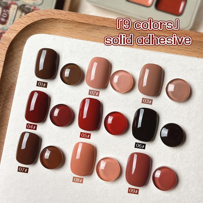 Gel Nail Polish Set 9 Colors Autumn Harvest High Saturation Soak-Off LED — Alcohol-Free Long-Lasting Solid Gel Polish Kit with Light Therapy Pen for Salon & Home Manicure