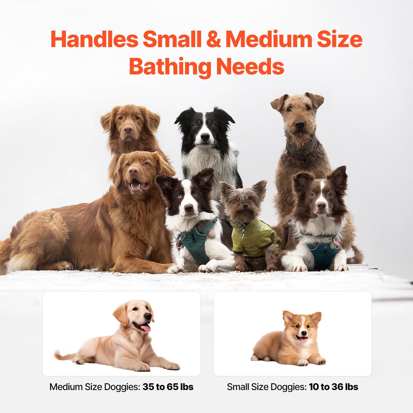 Elevated Foldable Pet Bathtub – Stand-Up Dog Grooming Tub with Carbon Steel Legs, 220 lbs Capacity & Expandable Drain Hose | 33"x18" PVC Tub for Pets 10–65 lbs | Space-Saving Collapsible Design | Gray