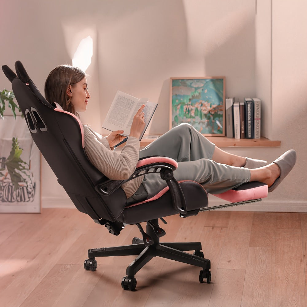 Cat Ear Reclining Gaming Chair with Footrest and Lumbar Support and High Back detail image - detail view 8