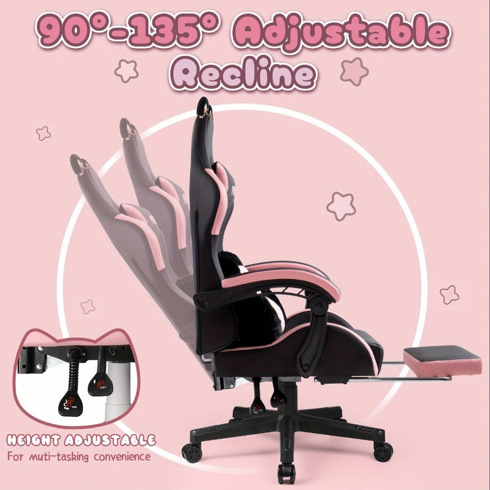Cat Ear Reclining Gaming Chair with Footrest and Lumbar Support and High Back detail image - detail view 9