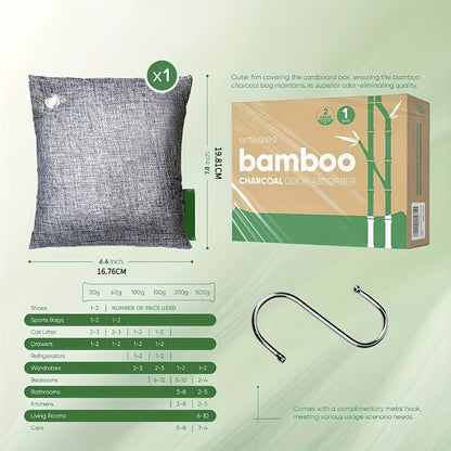 Bamboo Charcoal Air Purifying Bags Odor Absorber Eliminator for Home Car Closet Pet Smoke Room Deodorizer Activated Charcoal Bags Unscented 6 Grids 10 Packs
