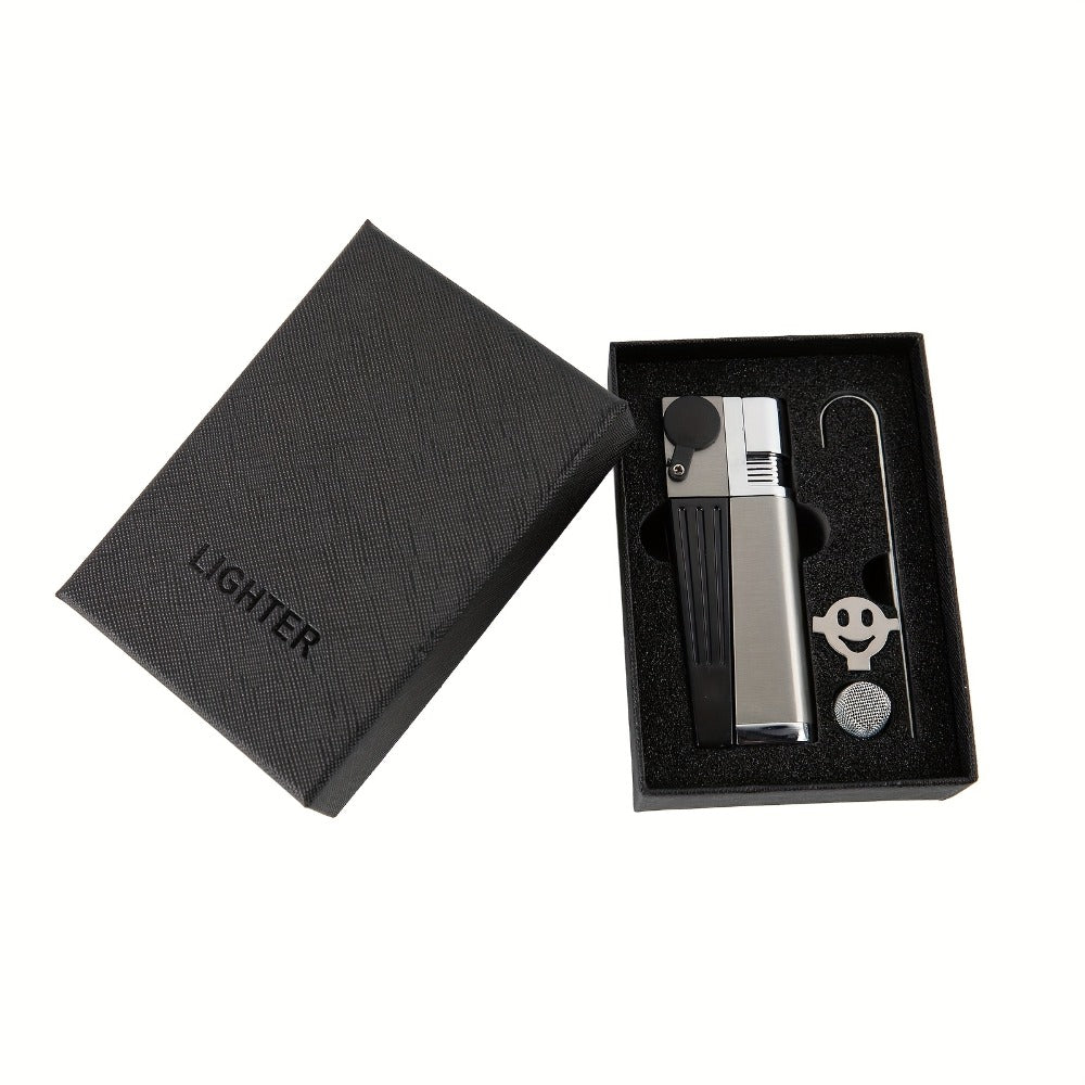 Folding Pipe Lighter Refillable 2-in-1 with Adjustable Flame, Metal-Crafted Durable Design, Gift Box Included – Windproof Butane Lighter for Men, Outdoor, Christmas & Valentine’s Day Gift