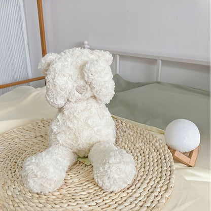 White Teddy Bear Plush Loving Heart – Soft Cute Stuffed Animal for Baby Girls Women, Kawaii Bear Toy, Birthday Valentine's Day Christmas Baby Shower Holiday Gift for Kids Toddlers
