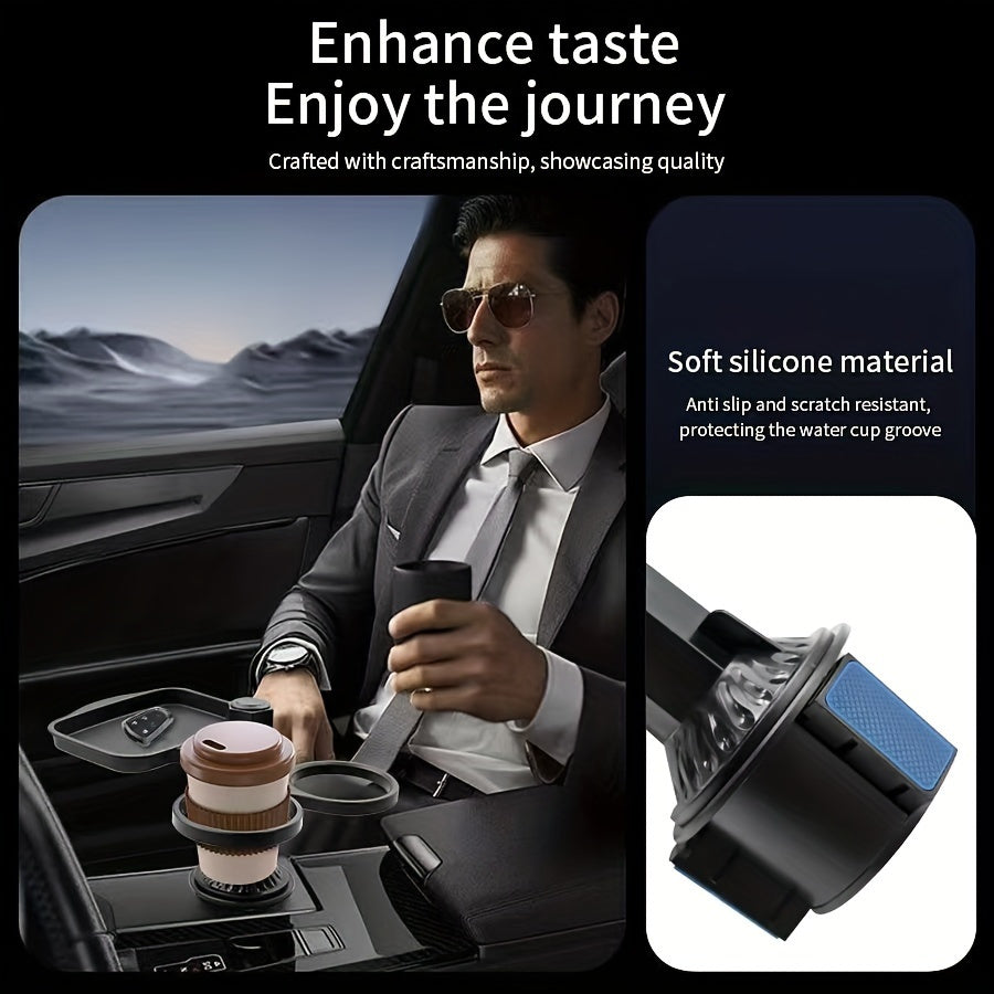 1pc, a Multifunctional 3-In-1 Car Cup Holder, Vehicle Phone Holder Tray Dining Plate, a Versatile Small Dining Table, Car Drink Coffee Burger Cup Holder, Made of ABS Material, Featuring a Stable And Expandable Base, Is an Essential Travel Item for D