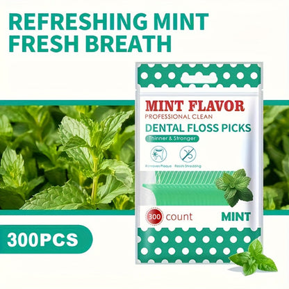 Mint Floss Picks 600 Count — Ultra-Fine Disposable Dental Floss Sticks, Interdental Cleaning, Plaque Removal, Fresh Breath, Portable Oral Care for Home, Travel & Family Daily Use
