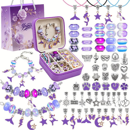 Bracelet Making Kit for Girls & Women – DIY Unicorn Mermaid Jewelry Craft Set with Portable Jewelry Box, Handmade Beaded Bracelet, Birthday Christmas Valentine's Day Graduation Gift