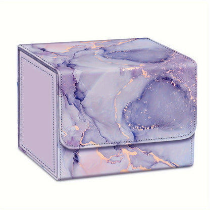 Magnetic Card Storage Box 180+ Cards MTG TCG CCG – Premium PU Leather Deck Box with Magnetic Closure, Built-In Divider, Marble & Starry Sky Colors for Trading Card Collectors & Players