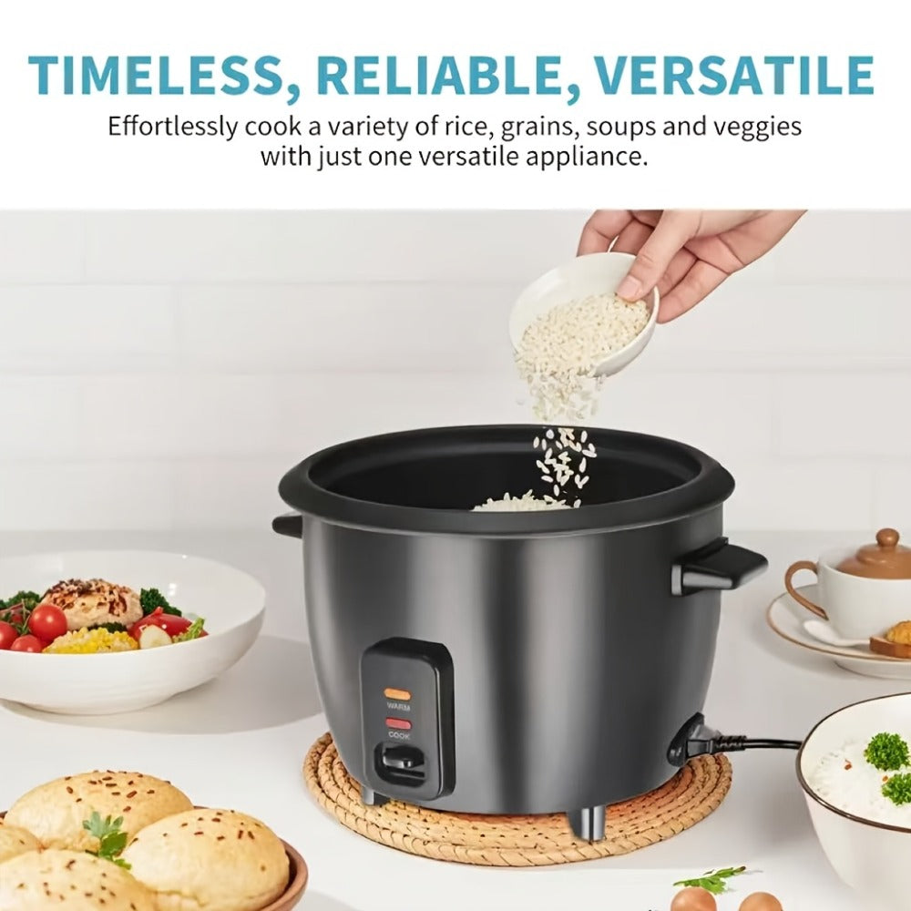 Rice Cooker Small Mini 3-Cup Uncooked 6-Cup Cooked – 1.5Qt Electric Rice Pot with Auto Keep Warm, One-Touch Operation, Oatmeal Cooker & Soup Maker for Individuals & Small Families, Black