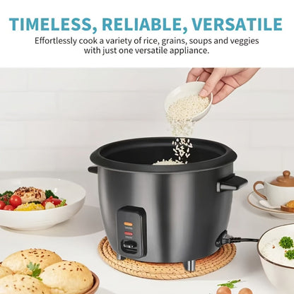 Rice Cooker Small Mini 3-Cup Uncooked 6-Cup Cooked – 1.5Qt Electric Rice Pot with Auto Keep Warm, One-Touch Operation, Oatmeal Cooker & Soup Maker for Individuals & Small Families, Black