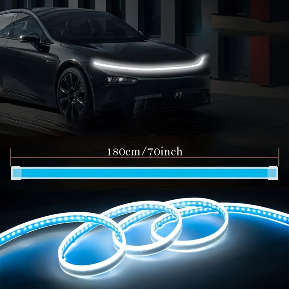LED Engine Through-Light Bar 70 Inch High-Brightness White Light 2000-3000LM – Auto Welcome Mode Steering Effect 12V Wiring for Car SUV Universal Fit