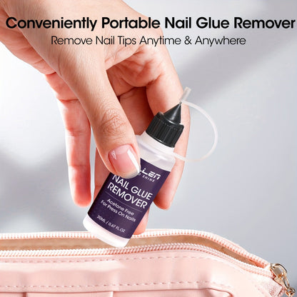 Nail Glue Remover 20ml Precision Needle Applicator Acetone Free - Fast Acting No-Mess Formula for Press On Nails Gel X Nail Tips Fake Nails - Non-Irritating Nail Glue Dissolver for Women