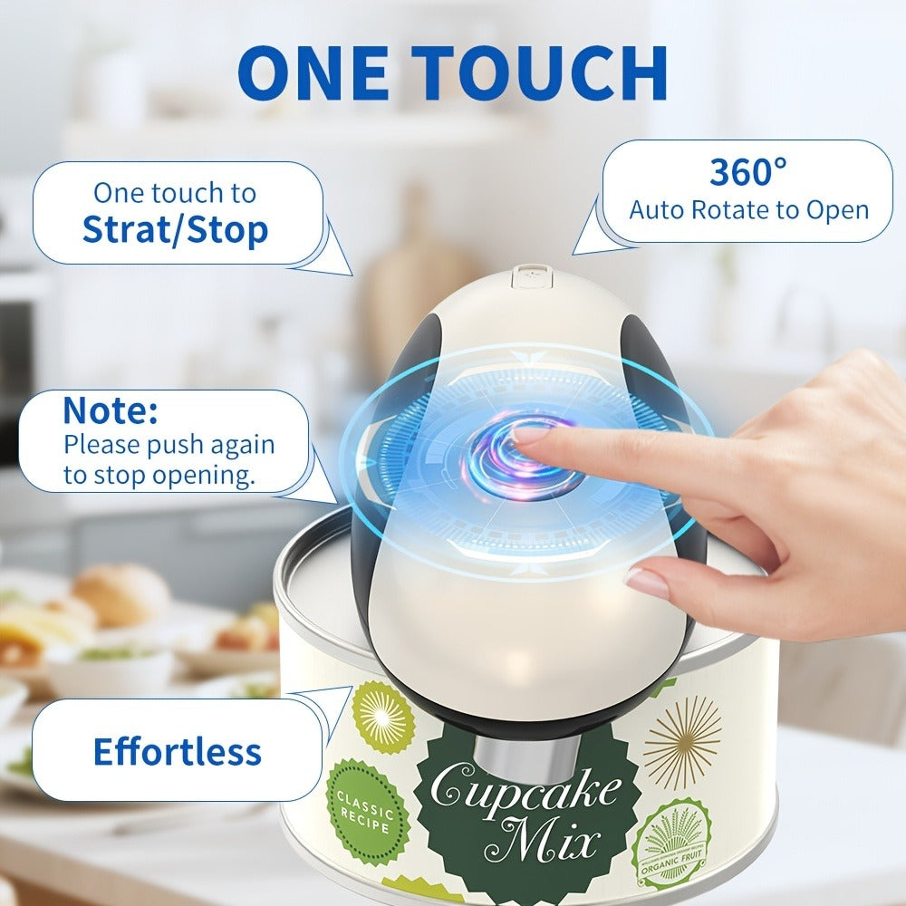 Electric Can Opener One-Touch Automatic – USB Rechargeable, Smooth Edge Safety, Auto Power-Off, Cordless for Kitchen, Camping & Seniors