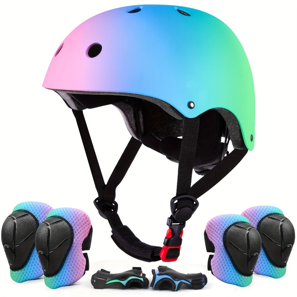 3D Shark Kids Bike Helmet with Knee and Elbow Pads Set – Ultra-Light 230g Adjustable Safety Helmet Ages 5+, 11 Ventilation Holes, Multi-Sport Protective Gear for Boys and Girls | Bike Scooter Roller Skate