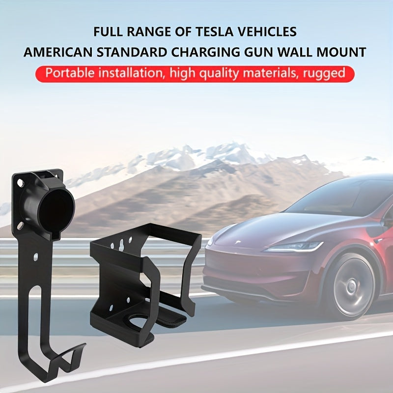 Wall-Mounted Holder Kit for Tesla Charger, Suitable for Indoor And Outdoor Use, Designed for The Model with a Black Mobile Connector Charging Cable, Without Battery