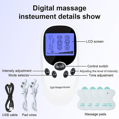 TENS EMS Dual Channel Muscle Stimulator Massager – 8 Electrodes for Back, Shoulder & Knee Pain Relief, Muscle Recovery, Portable Electric Pulse Therapy Device