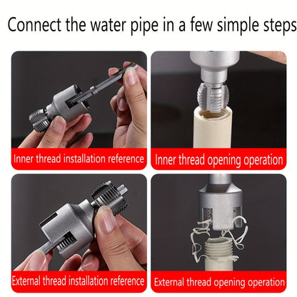 Pipe Thread Cutting Tool – High-Speed Steel Electric Drill Compatible PVC & Steel Pipe Threader, Inside & Outside Threading for 1/2" & 3/4" Pipes, Professional Plumbing & DIY Kit