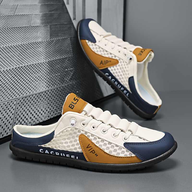 Men's Lightweight Slip-On Sneakers - Cushioned Insole and Fabric Upper