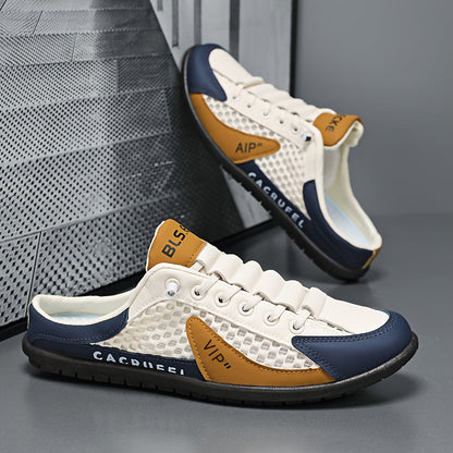 Men's Lightweight Slip-On Sneakers - Cushioned Insole and Fabric Upper