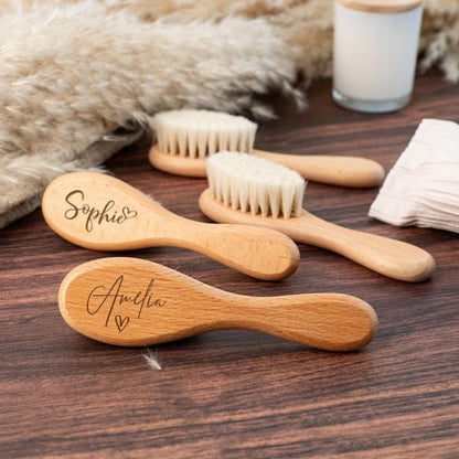 Custom Engraved Baby Brush Personalized Newborn Soft Hair Brush with Name – Unique Keepsake Gift for Baby Shower, Mother's Day, Teacher's Day, Back to School & Daily Bath Hair Care Set