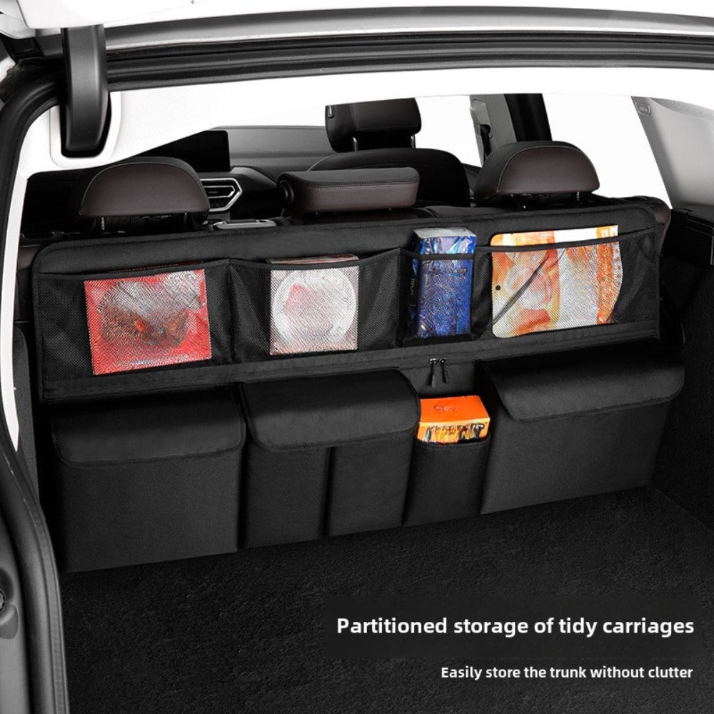 Car Trunk Organizer Bag - High Capacity Oxford Cloth Rear Seat Storage with Adjustable Dividers & Storage Pockets, Universal Fit for Cars, SUVs & Trucks