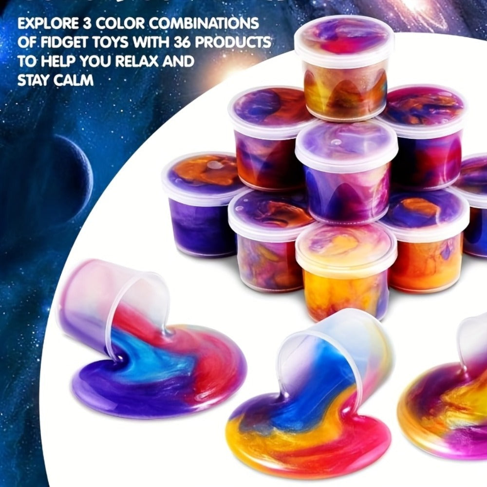 Galaxy Slime Party Favors for Kids 36 Pack Bulk Slime Cups Stretchy Non-Sticky Non-Toxic Classroom Rewards Goodie Bag Fillers for Birthday Easter Halloween Christmas Boys Girls