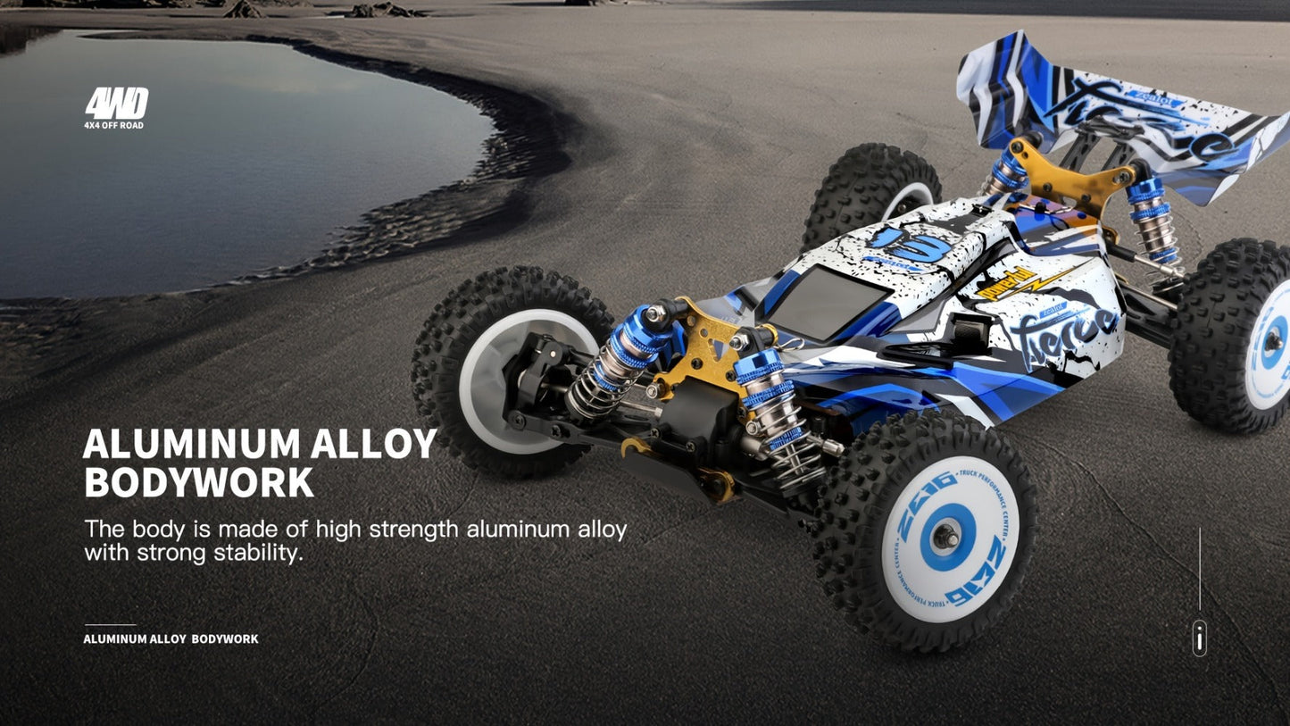 Wltoys 124017 RC Car 75KM/H Brushless 4WD – Professional High-Speed Off-Road Drift Racing Car, Aluminum Alloy Chassis, Oil Pressure Shock Absorber, 2 Batteries Included, Gift for Boys & RC Hobbyists