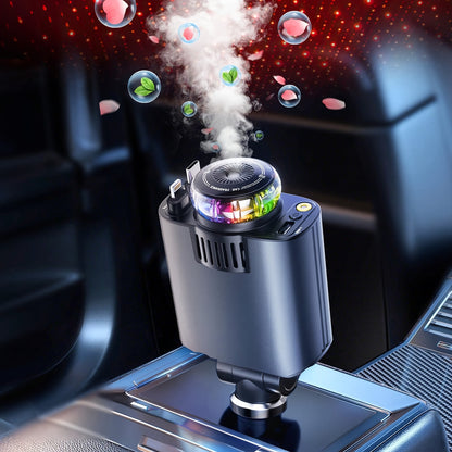 Perfume Is Sold Separately/New AromaRelax Car ChargerBLUE/RED Light, 3-in-1 Retractable Car Charger with Starlight Projector, Fast Charging Car Phone Charger with 2.6ft Retractable Cable And USB-C Port.