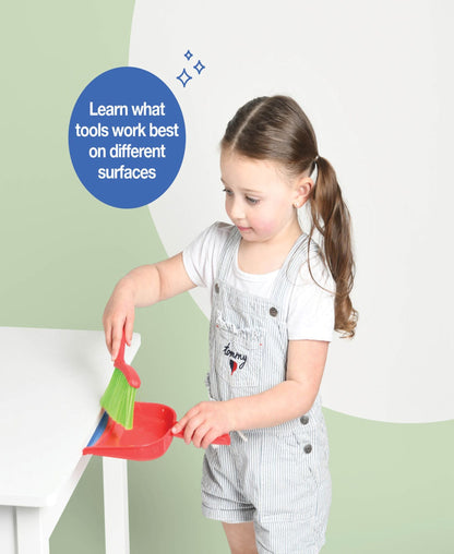Kids Cleaning Set 4 Piece Toy Broom Mop Brush Dustpan – Pretend Play Housekeeping Kit for Toddlers Boys Girls | Develops Fine Motor Skills & Responsibility | Best Birthday Christmas Gift Ages 3+