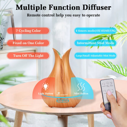 Large Capacity Aroma Diffuser 13.53oz – Includes 8 Essential Oils, Multi-Color LED Lights & 3 Timer Settings, Ultra-Quiet Essential Oil Diffuser for Home, Bedroom, Office & Living Room