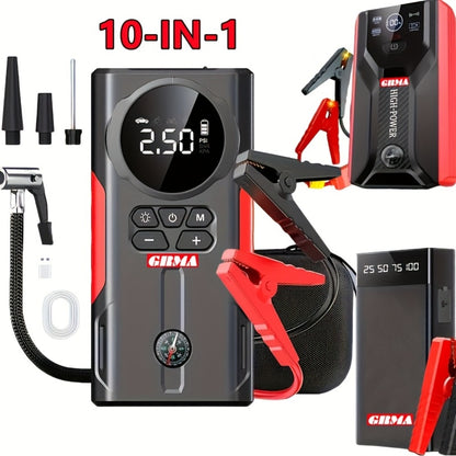 Portable Car Jump Starter 12V – Peak Power Battery Booster Pack for 8.0L Gas & Diesel Engines, USB Charging & LED Emergency Light, Roadside Car Starter Kit