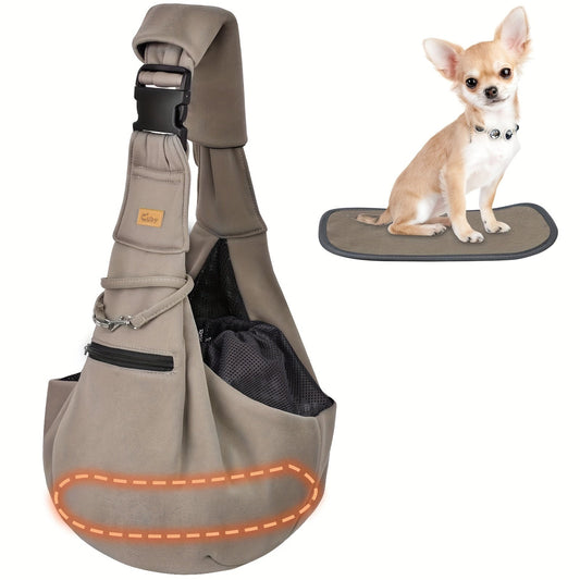 Padded Hard Bottom Pet Sling Shoulder Carrier | Adjustable Soft Dog Cat Puppy Carrying Bag, Comfortable Hands-Free Travel Shoulder Tote with Stable Base for Small Pets, 6 Colors Including Mesh Option