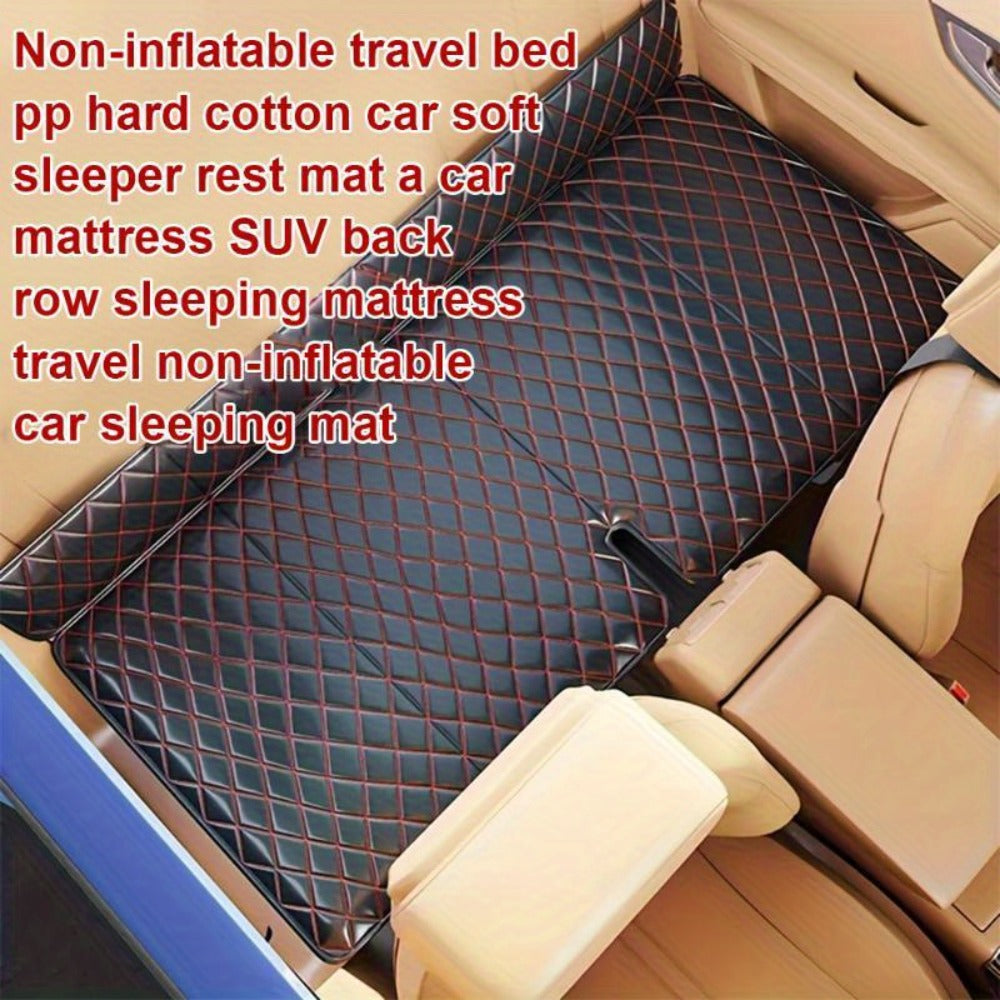 Car Mattress Foldable Back Seat Sleeping Pad Thickened Faux Leather Non-Inflatable Universal Sedan Bed for Travel Camping Afternoon Nap Road Trip