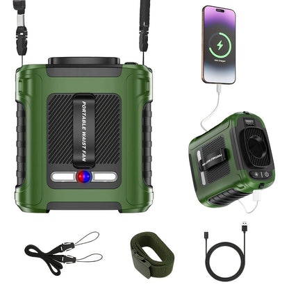 Wearable Neck Fan Rechargeable 10000mAh, 5-in-1 Portable USB Fan 22000RPM Brushless Motor, 5 Wind Speeds, LED Power Indicator, Built-in Flashlight, Hands-Free for Camping Hiking Fishing Outdoor Indoor