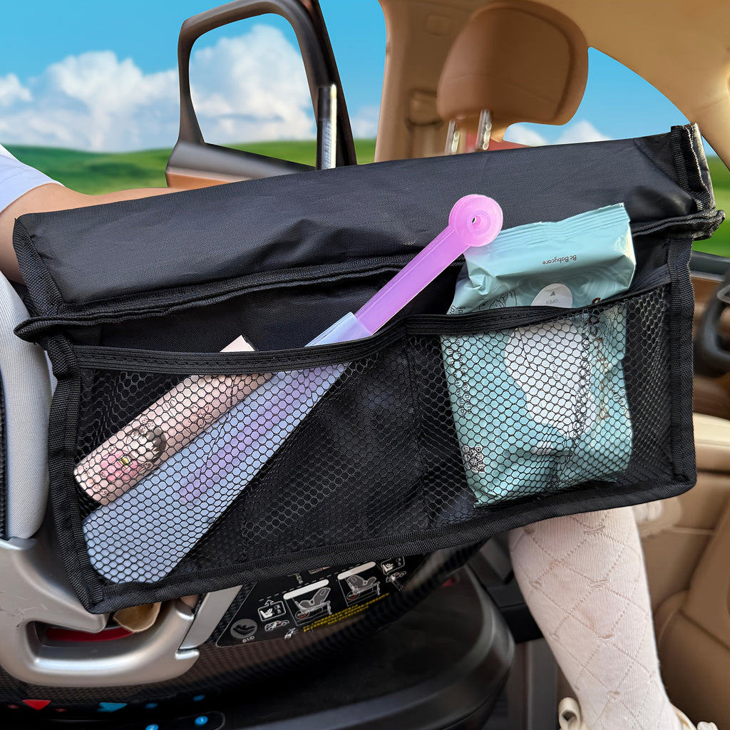 1pc Foldable And Expandable Polyester Youngsters Car Seat Travel Tray with Multiple Storage Pockets - Lightweight, Wall-Mountable Design for Airplane, Car And Home Use, Car Storage Tray | Versatile Travel Accessory | Sturdy Constructio