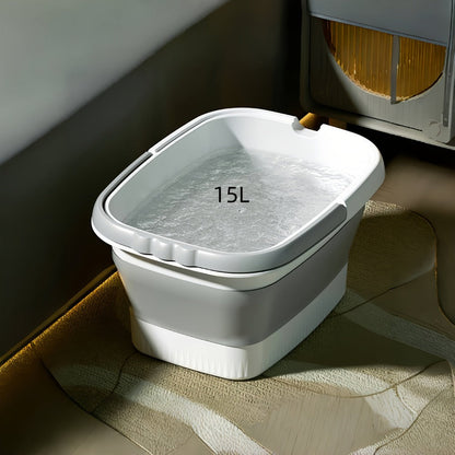 Foldable Foot Bath Bucket 3.96 Gallon Collapsible Portable Pedicure Basin with Sturdy Handle – Space-Saving Foot Soak Tub for Home Salon Travel Available in Grey Green Pink Yellow